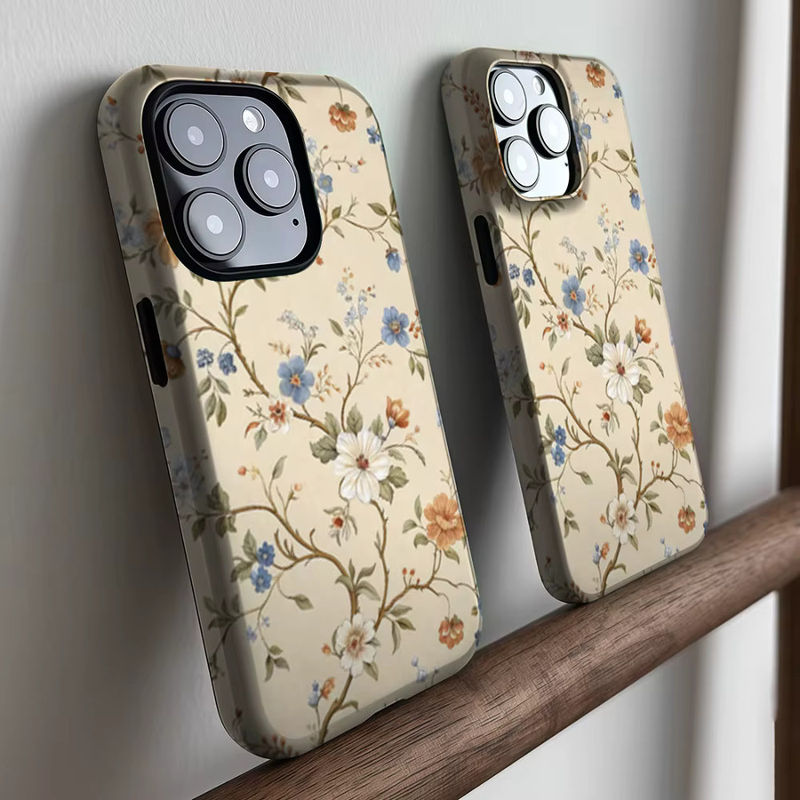 CaseLumi Matte Bumper Schutzhülle mit Vintage Blumenranken für iPhone 17 16 15 14 13 Pro Max MagSafe kompatibel - Bild 2