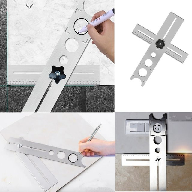 Einstellbarer Fliesen Locator und Wand Markierungslinie in Silber für Keramik Loch Cutter und Fliesen Bohrer sowie Marmor Opener Bau Werkzeug - Bild 1