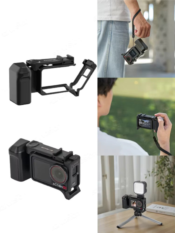 DJI Action Kamera Quick Release Halterung und Schutzrahmen mit Handgriff für Action 5 Pro, Action 4 und Action 3 in Schwarz - Bild 7