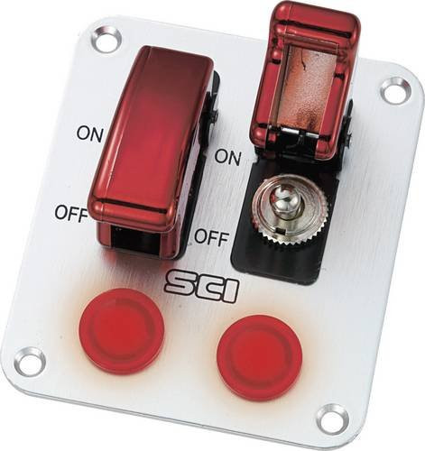 TRU Components Kfz-Bedienpanel TC-R18-P2A in Rot und Silber, 12 V/DC 20A, 1 x Aus/Ein rastend, Aluminium - Bild 1