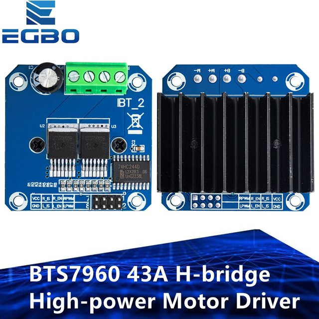 EGBO H-Brücke Hochleistungs-Motortreibermodul mit Doppel BTS7960 für Arduino, 43A, Blau - Bild 1