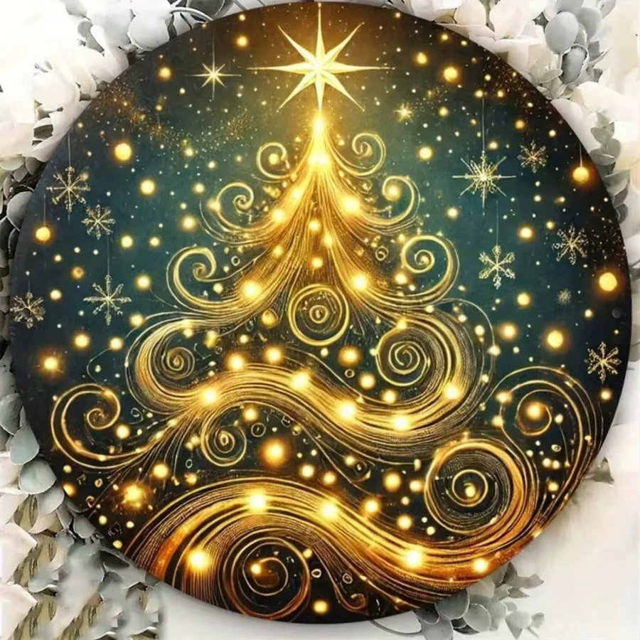 HELLOYOUNG Weihnachtsbaum-Kranz aus Eisen, rundes Metallschild für Wand und Tür zur Heimdekoration, Durchmesser: 20 cm - Bild 4