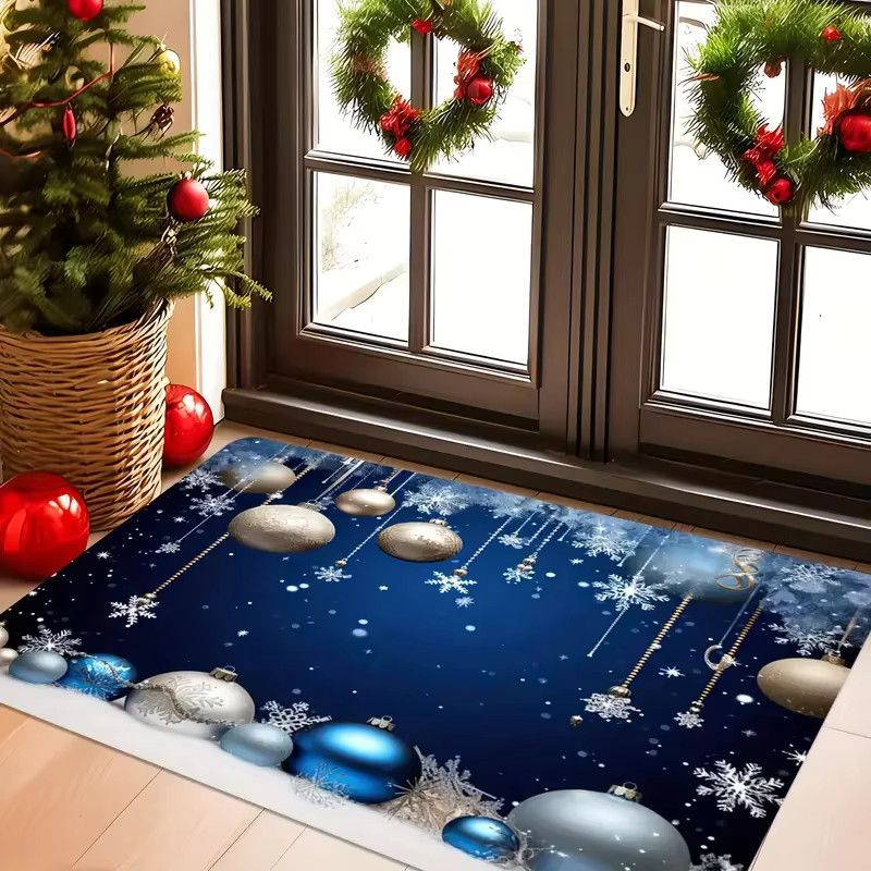 VIKAMA Weihnachtliche Teppich-Willkommensmatte mit hübschem Ball-Design für Innen und Außen, Multicolor - Bild 4