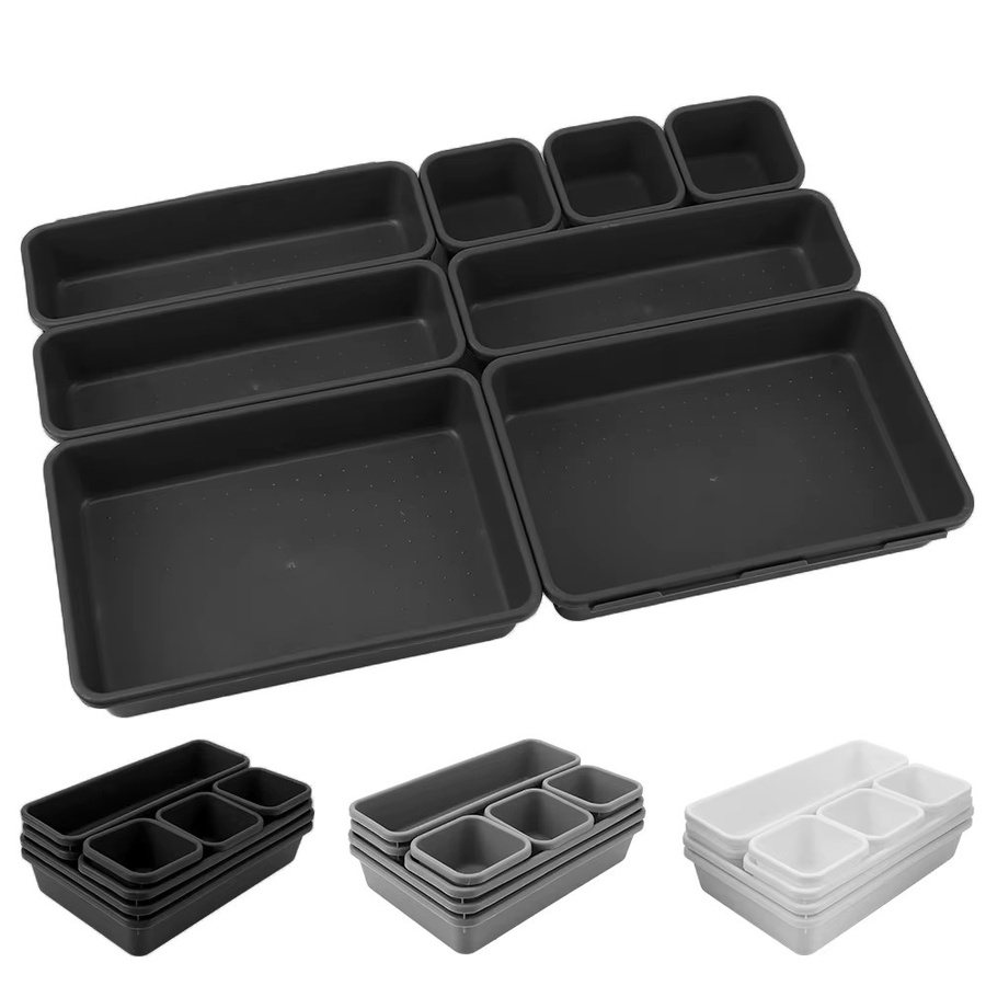 8-teiliges Organizer-Set für Schmuck und Kleinteile aus Kunststoff in Grau - Bild 2