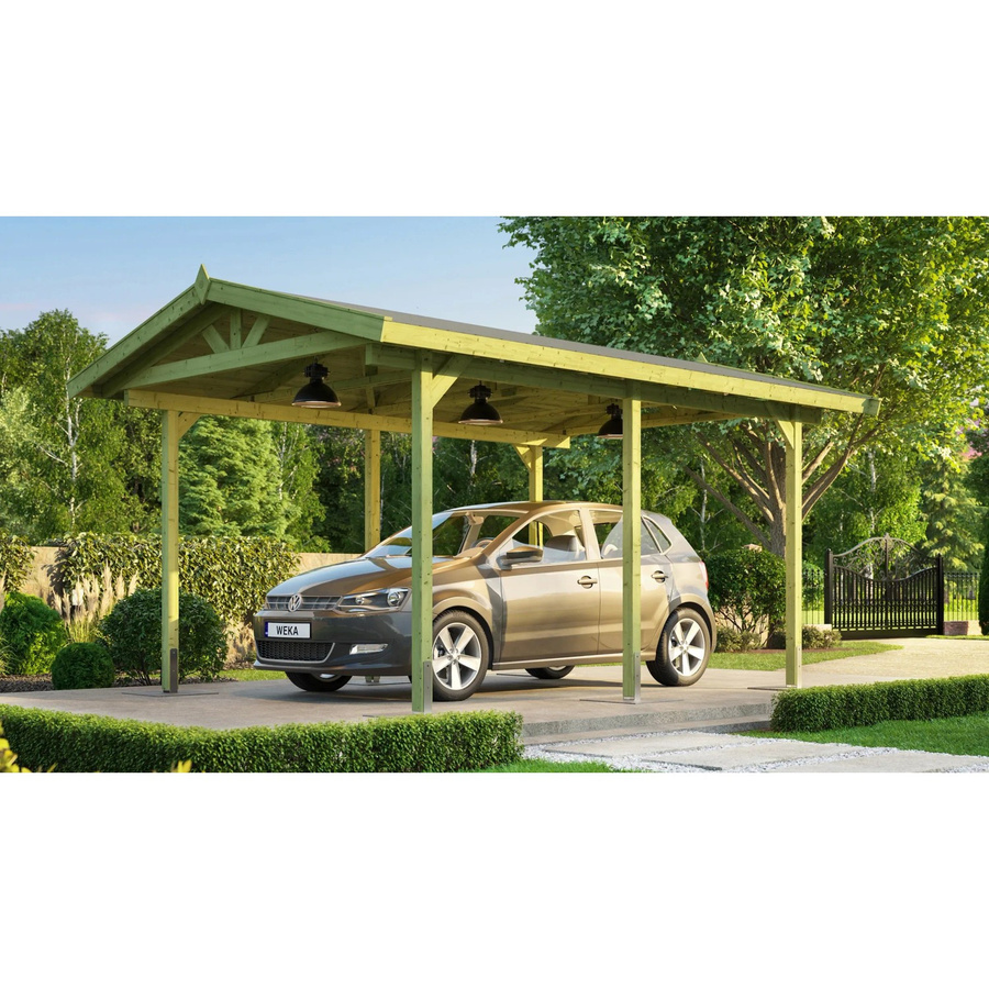 WEKA Einzelcarport 611 mit Satteldach aus Massivholz in Braun, B: 288 cm, T: 389 cm, H: 270 cm - Bild 2