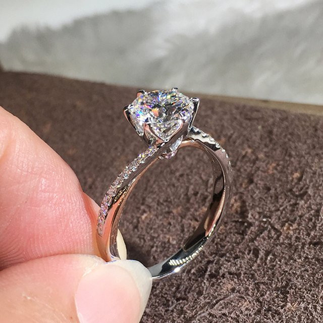 Huitan Eheringe, Silber, Zirkonia, Damen - Bild 1