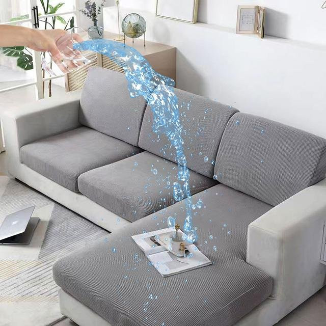 Wasserdichter Jacquard-Sofabezug von airldianer in Lichtgrau, elastischer Stretch-Sitzbezug aus Polyester für dein Wohnzimmer oder Hotel, Größe S - Bild 1