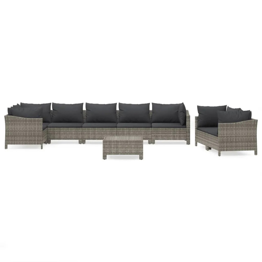 vidaXL 9-tlg Garten-Lounge-Set Modell 59 aus Poly Rattan in Grau mit Kissen - Bild 2