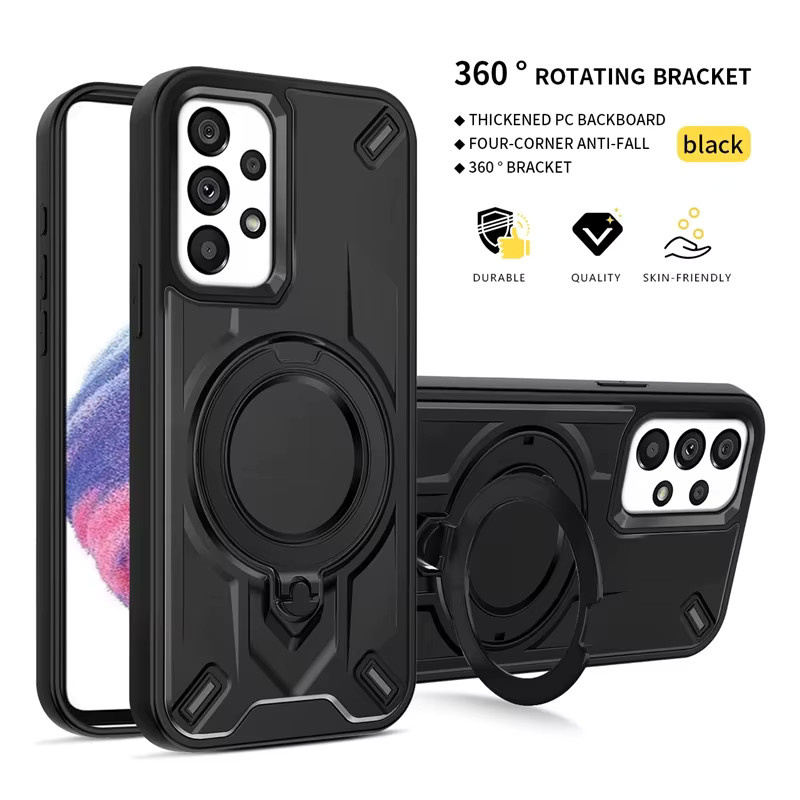 Stand Armor Magnetische Stoßfeste Handyhülle für Samsung Galaxy A-Serie kompatibel mit MagSafe in Schwarz oder Silber - Bild 2