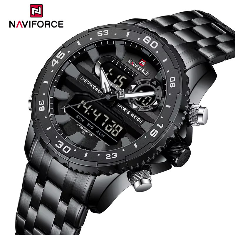 NAVIFORCE Armbanduhr, Quarz, Analog-Digital, Edelstahl, Herren, Schwarz - Bild 2