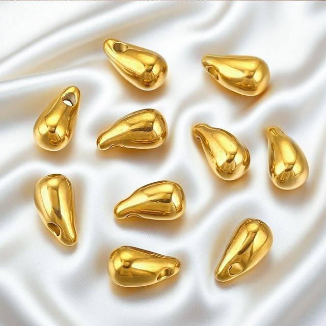 Aiovlo Charms Wassertropfen Horn, Edelstahl, vergoldet, Gold - Bild 1