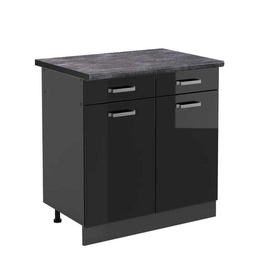 Vicco Küchenunterschrank R-Line in Schwarz Hochglanz und Anthrazit, B: 80 cm, H: 81,6 cm, T: 60 cm - Bild 2