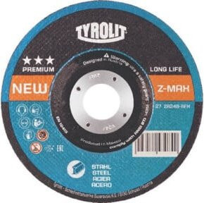 TYROLIT Schruppscheibe Z-MAX ZA24S-BFX für Metall, Mehrfarbig, Durchmesser: 230 mm, Bohrung: 7 mm - Bild 1
