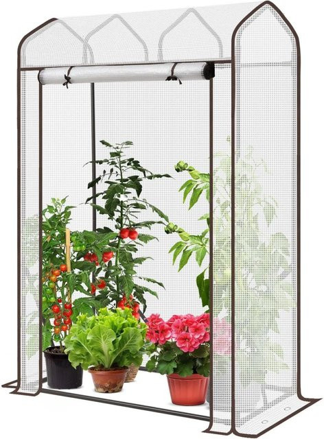Sekey Foliengewächshaus mit Spitzdach für Garten und Balkon, weiß und transparent, B/T/H: 100 x 50 x 150 cm - Bild 1
