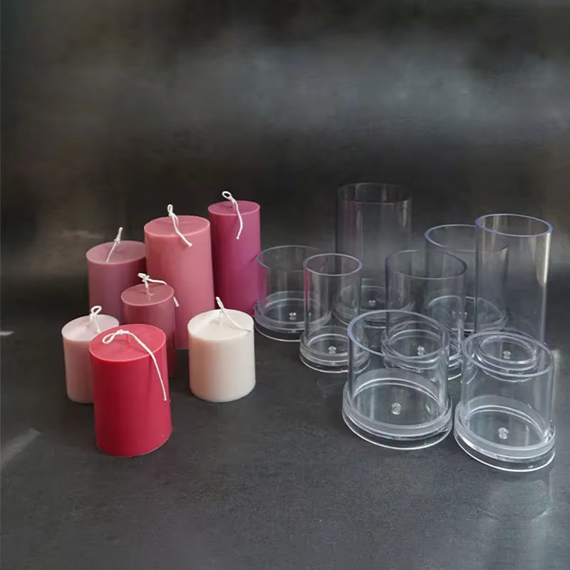 Zylindrische Kerzenform aus Acryl für DIY Säulenkerzen in Pink - Bild 2