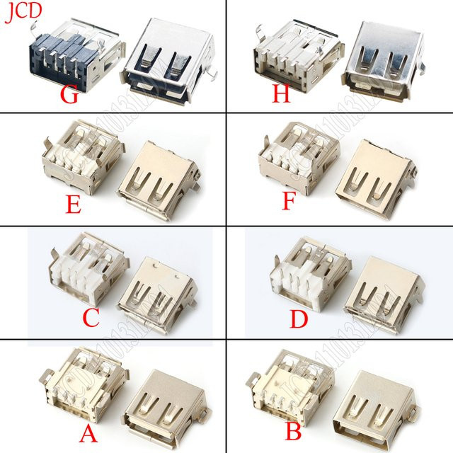 10 Stück JCD USB 2.0 Typ A Buchse 4Pin DIP Lötanschluss PCB Buchse USB-A Typ rechtwinklig in Silber - Bild 1