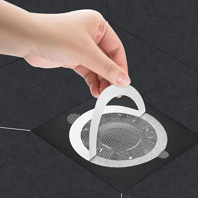 10 Stück Duschabfluss Haarfänger als Anti-Verstopfungs-Netzfilter mit Klebstoff zur einfachen Installation, runde Haarstopper und Netzfilter-Aufkleber - Bild 3