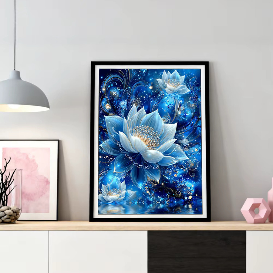 HUACAN Diamond Painting Set Lotusblume Fantasy Mosaik Wanddekoration mit runden Steinen - Bild 2