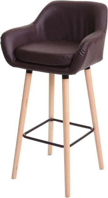 Barhocker Vaasa T381 von MCW aus Kunstleder in Braun mit Buchenholz - Bild 1