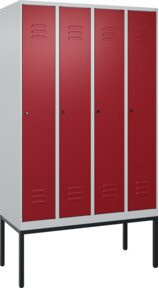 C+P Spind Classic PLUS Garderobenschrank mit 4 Abteilen, Stahlkonstruktion, Zylinderschloss, 4 Garderobenhaken und mittiger Trennwand, H x B x T: 212 x 120 x 50 cm - Bild 1