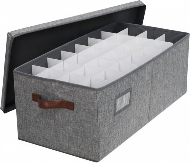 Relaxdays Weihnachtskugel Aufbewahrungsbox in Grau, verstellbar, B/T/H: 26 x 66,5 x 33 cm - Bild 1