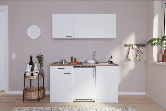 Respekta Economy Küchenzeile KB150WWC in Weiß Glänzend, B: 150 cm, T: 55 cm, H: 220,1 cm - Bild 1