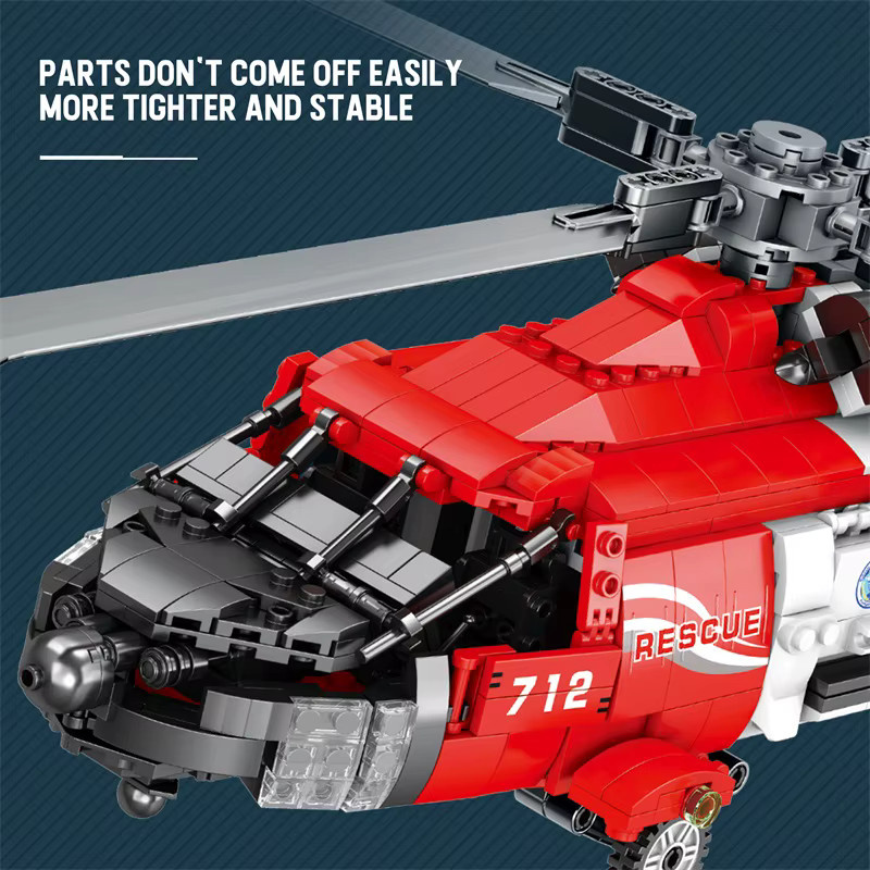 AMAZINGBLOKS HH-60J Black Hawk Rettungshubschrauber, Baukasten, 1.093 Teile - Bild 3