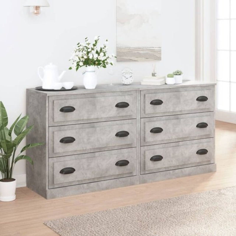 2er-Set Sideboards Vidaxl in Betongrau aus Holzwerkstoff im Industrial-Design, B/T/H: 70 x 35,5 x 67,5 cm - Bild 1