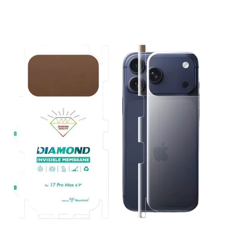 Hydrogel-Displayschutz für Apple iPhone 17 Pro Max, iPhone 16 und iPhone 15 Pro, Rückseitiger Schutz mit vollständiger Abdeckung und Seitenrahmen, Transparent - Bild 2