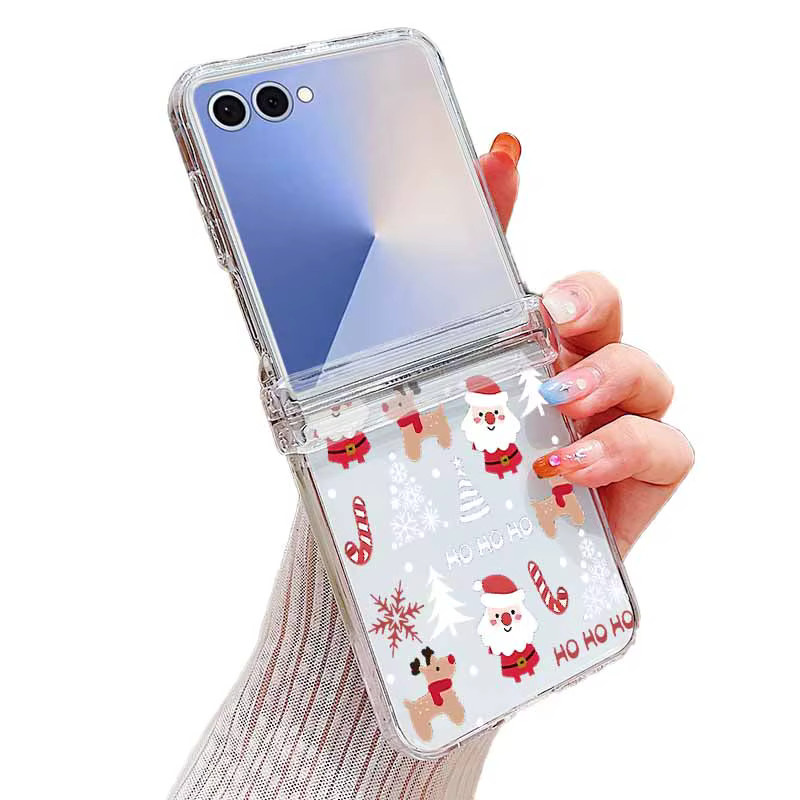 Samsung Galaxy Z Flip 5G Klappschutzhülle mit Weihnachtsmuster in Transparent - Bild 5