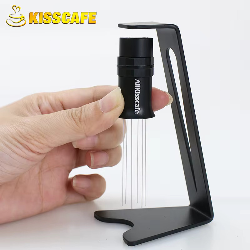 ALIKISSCAFE WDT Kaffee Nadel Distributor und magnetischer Pulver Leveler für Espresso Siebträger, Schwarz, Edelstahl - Bild 2