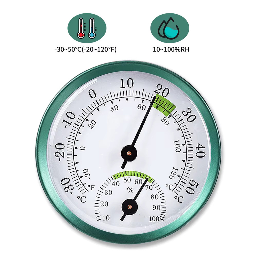 Gaqqee 2-in-1 Mini-Hygrometer und Innenthermometer aus Edelstahl in Silber und Grün - Bild 4
