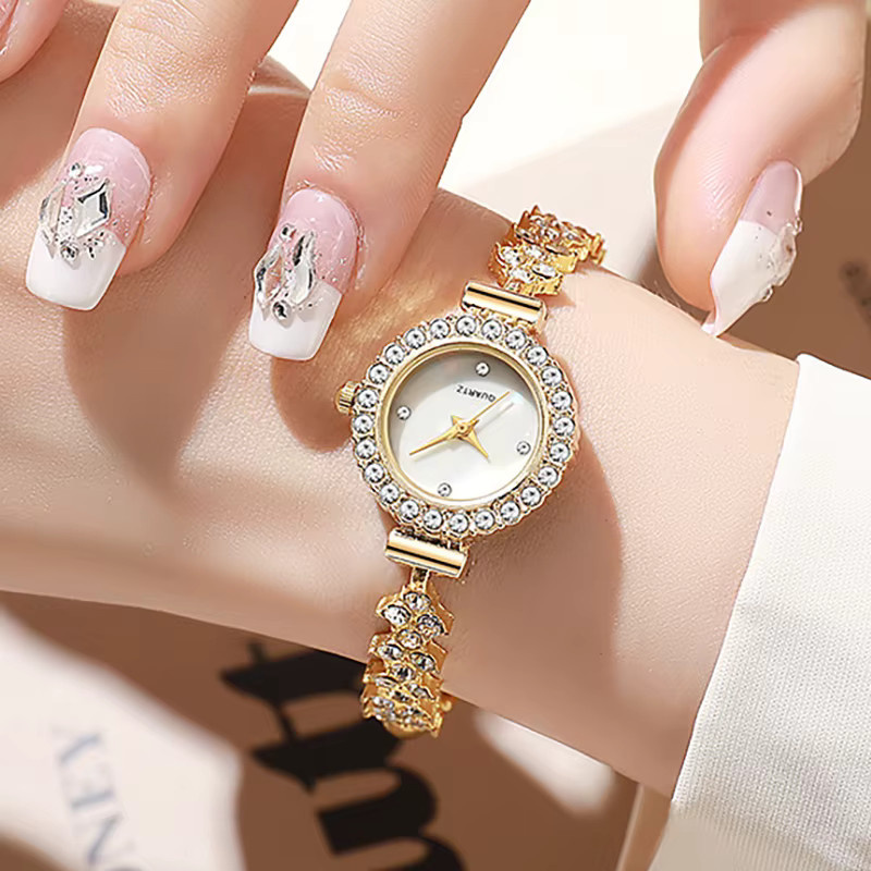 Armbanduhr Quarz, Gold, Diamantbesetzt, Damen - Bild 3