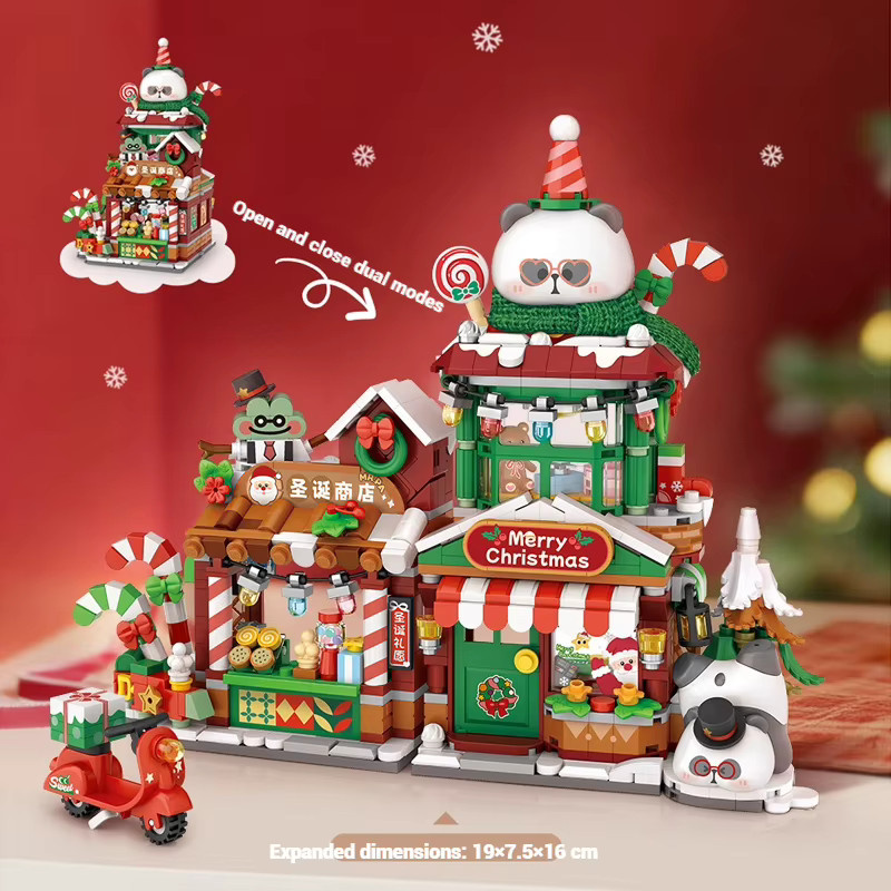LOZ Weihnachten Panda Lebkuchenhaus, Bausteine Spielzeug Set - Bild 2