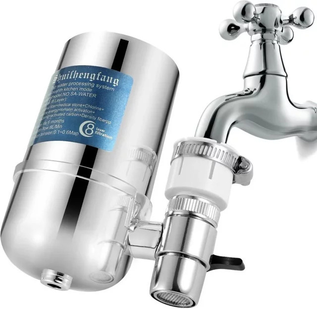 ATWFS Wasserfilter für den Wasserhahn in Silber zur Reduzierung von Chlor für die Küche - Bild 1