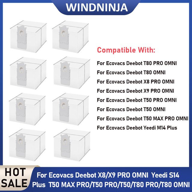 Ersatz-Staubbeutel für Ecovacs Deebot X8 PRO, X9 PRO OMNI, Yeedi S14 Plus, T50, T50 MAX PRO, T50 PRO, T80 PRO, T80 OMNI in Weiß - Bild 1