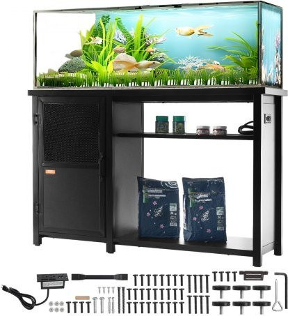 VEVOR Aquariumständer für 75 Gallonen mit Lagerschrank und integriertem Netzteil, Schwarz, B/T/H: 132 x 50 x 82 cm - Bild 1
