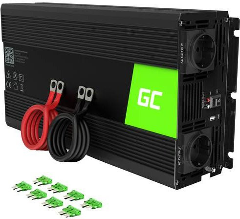Green Cell Wechselrichter INV22 1500W 12V - 230V in Schwarz mit USB-A und USB-C Anschlüssen - Bild 1