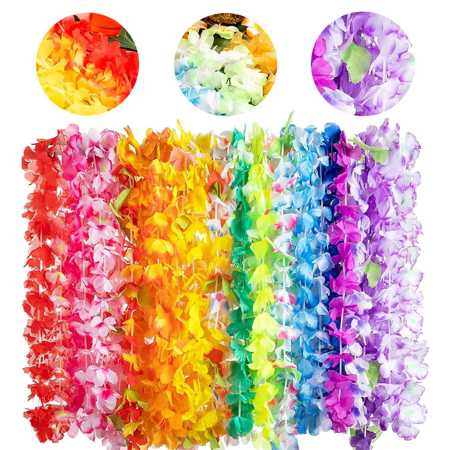 Surpsea Hawaiian Leis Set – Bunte tropische Blumenkränze aus Textil für Sommer, Strand, Hochzeit und Mottoparty, Mehrfarbig - Bild 4