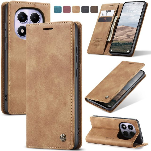 Magnetische Business Flip-Lederhülle für Xiaomi Redmi Note 15 14 13 12 Pro Plus 15C 14C 13C 12C mit Kartenfach und Standfunktion in Blau oder Braun - Bild 1