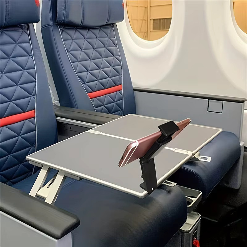 Mrgabwte Multifunktionaler faltbarer Telefonhalter in Schwarz mit 360-Grad-Drehung für Desktop und Flugzeug - Bild 3