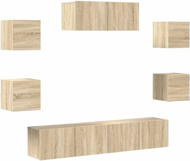 vidaXL 7-teiliges TV-Schrank-Set aus Holzwerkstoff in Sonoma-Eiche, Wandmontage für dein Wohnzimmer, B/T/H: 80 x 30 x 30 cm und 30,5 x 30 x 30 cm - Bild 1