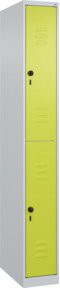 C+P Doppelstock-Spind Classic PLUS mit 1 Abteil, Sicherheits-Drehriegel, Garderobenstange und Soft-Anschlag, Farbe: Lichtgrau/Clowngrün, H x B x T: 185 x 25 x 50 cm - Bild 1