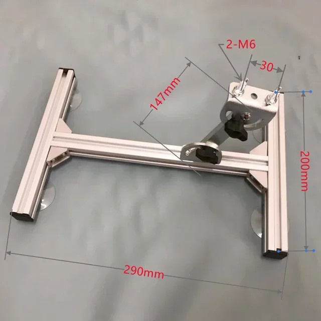 Winkelverstellbare Halterung für Linearaktuator aus Aluminiumlegierung mit Saugnapf in Silber - Bild 1