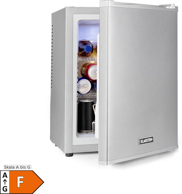 Klarstein Happy Hour 33 Minibar in Silber mit LED-Innenbeleuchtung und 33 l Volumen - Bild 1