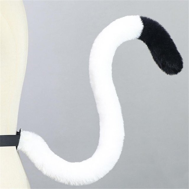 YIRAN Cosplay Kostüm Zubehör, Plüsch, Katze Fuchs Schwanz, Weiß, 80cm - Bild 1