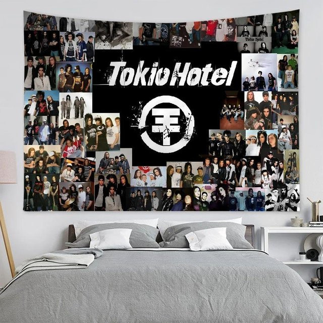 Tokio Hotel Wandteppich Tom Bill Kaulitz in Schwarz, B/B: 150 x 150 cm - Bild 1