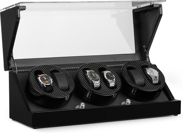 Klarstein Uhrenbeweger für 6 Uhren, Karbon-Optik, Schwarz, Unisex