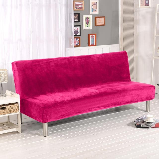Leorate Samt-Plüsch-Sofa-Bettbezug ohne Armlehnen in Rosa, elastischer Stretch-Schutz für dein Sofa, Größe 150-185 cm - Bild 1