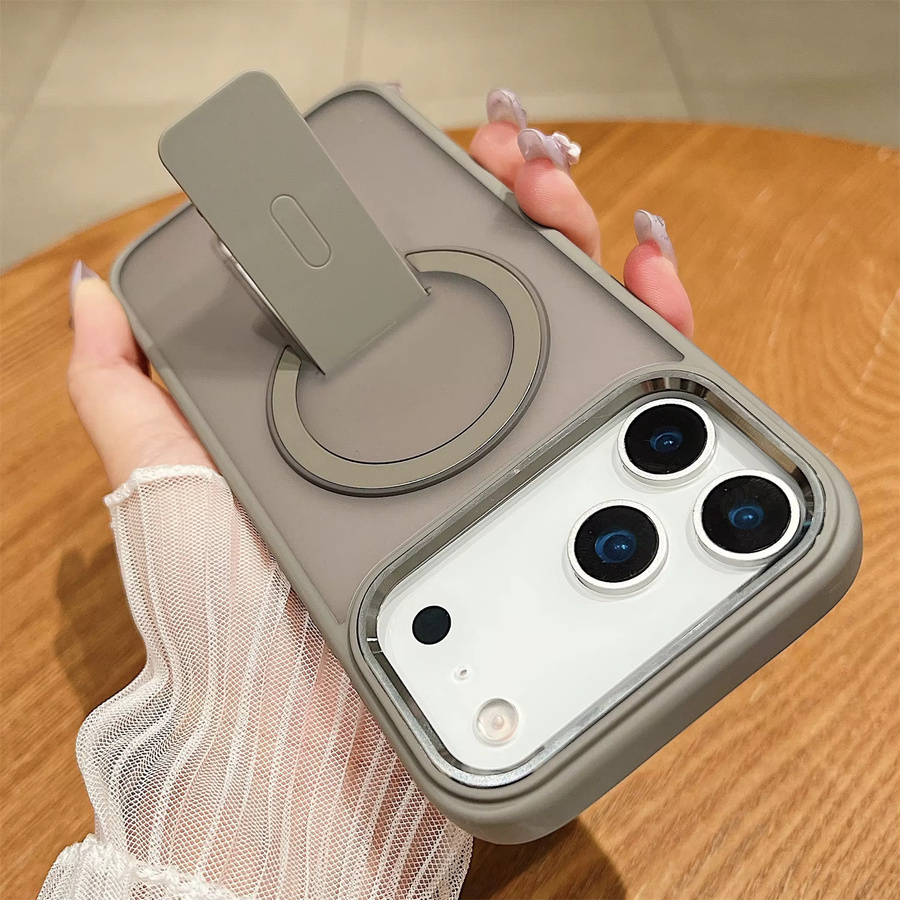 Magnetische Klappständer-Telefonhülle für iPhone 11 bis 17 Pro Max Plus mit MagSafe Funktion in Purple Matte PC-Abdeckung - Bild 1